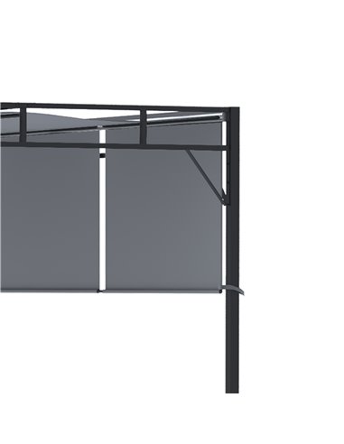 Outsunny 3 x 3(m) Steel Pergola Gazebo Garden Shelter with Retractable Roof Canopy for Outdoor, Patio, Dark Grey