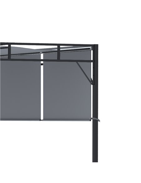 Outsunny 3 x 3(m) Steel Pergola Gazebo Garden Shelter with Retractable Roof Canopy for Outdoor, Patio, Dark Grey - pic 19408 | FastDaddyshop