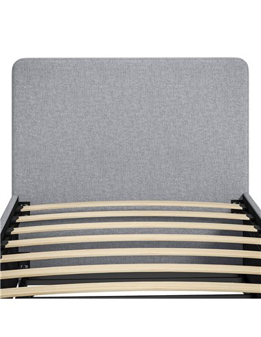 HOMCOM 3ft Single Bed Frame with Trundle, Upholstered Pull Out Trundle Bed with Headboard and Footboard, Light Grey