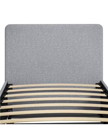 HOMCOM 3ft Single Bed Frame with Trundle, Upholstered Pull Out Trundle Bed with Headboard and Footboard, Light Grey - pic 194106 | FastDaddyshop