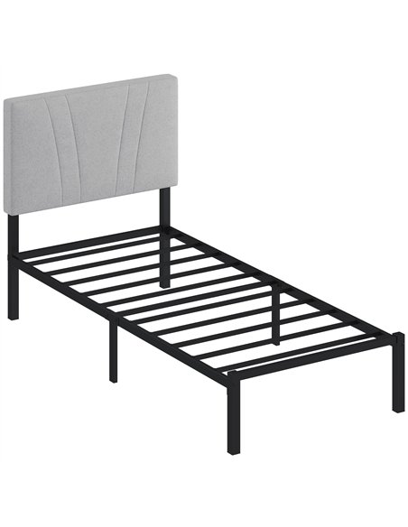HOMCOM 3FT Single Bed Frame with Upholstered Headboard and Underbed Storage, Black and Light Grey - pic 194107 | FastDaddyshop