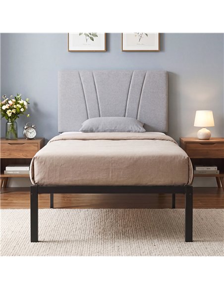 HOMCOM 3FT Single Bed Frame with Upholstered Headboard and Underbed Storage, Black and Light Grey - pic 194108 | FastDaddyshop