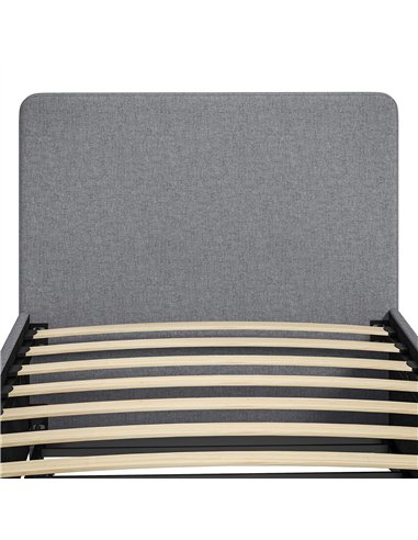 HOMCOM 3ft Single Bed Frame with Trundle, Upholstered Pull Out Trundle Bed with Headboard and Footboard, Dark Grey