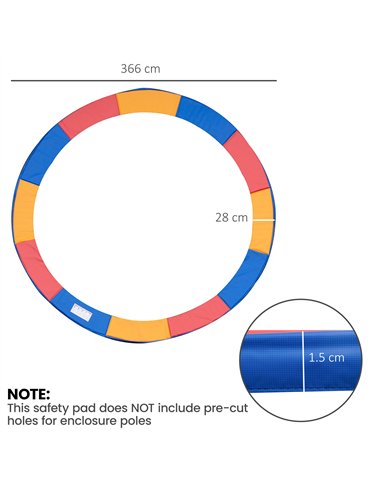 HOMCOM 12FT Trampoline Spring Cover, Plastic Trampoline Pad Replacement Safety Guard, Multicoloured
