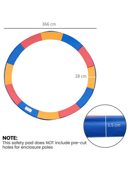 HOMCOM 12FT Trampoline Spring Cover, Plastic Trampoline Pad Replacement Safety Guard, Multicoloured - pic 194145 | FastDaddyshop