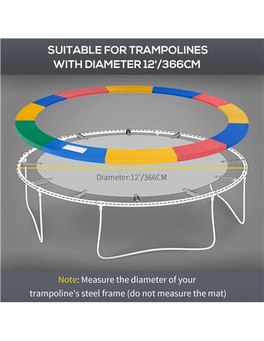 HOMCOM 12FT Trampoline Spring Cover, Plastic Trampoline Pad Replacement Safety Guard, Multicoloured