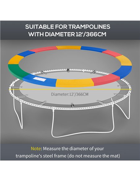 HOMCOM 12FT Trampoline Spring Cover, Plastic Trampoline Pad Replacement Safety Guard, Multicoloured - pic 194147 | FastDaddyshop