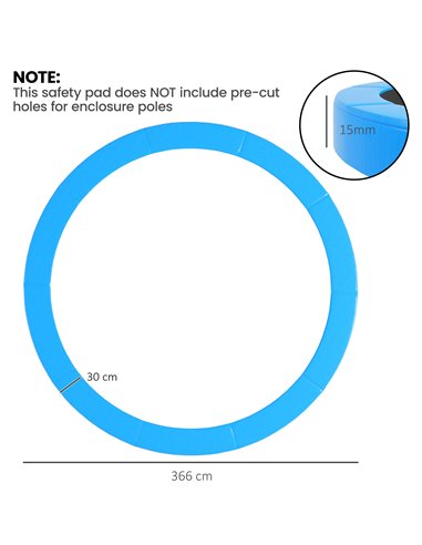 HOMCOM 12ft Trampoline Accessories Safety Pad Φ366cm Replacement Surround Padding Thick Foam Pads Light Blue