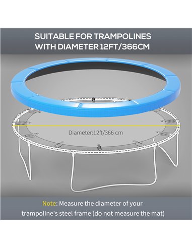 HOMCOM 12ft Trampoline Accessories Safety Pad Φ366cm Replacement Surround Padding Thick Foam Pads Light Blue