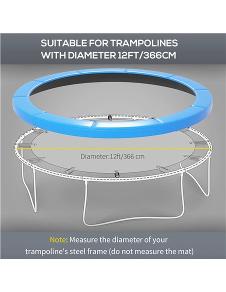 HOMCOM 12ft Trampoline Accessories Safety Pad Φ366cm Replacement Surround Padding Thick Foam Pads Light Blue - pic 194156 | FastDaddyshop