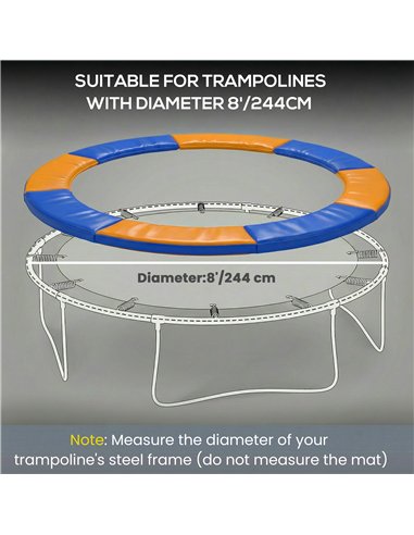 HOMCOM 8FT Trampoline Spring Cover, Plastic Trampoline Pad Replacement Safety Guard, Yellow and Blue