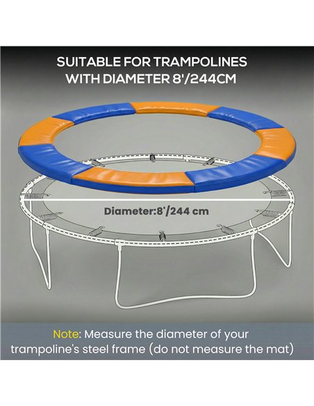 HOMCOM 8FT Trampoline Spring Cover, Plastic Trampoline Pad Replacement Safety Guard, Yellow and Blue - pic 194165 | FastDaddyshop