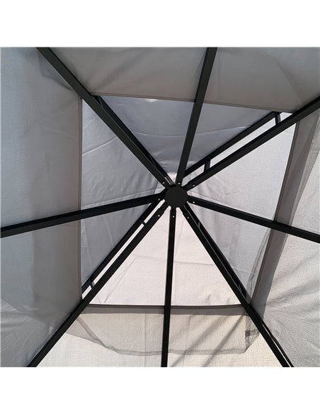 Outsunny 4x3.35m Metal Gazebo with 2 Tier Roof, Netting and Curtains, Grey - pic 19419 | FastDaddyshop