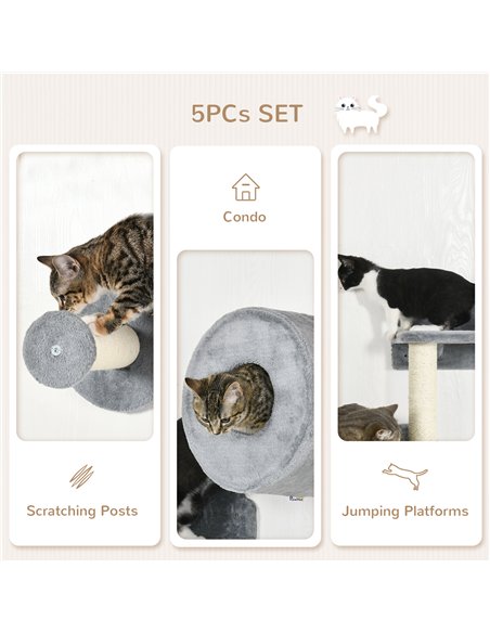 PawHut 5PCs Cat Wall Furniture with Perch, Cat House, Scratching Post - pic 194192 | FastDaddyshop