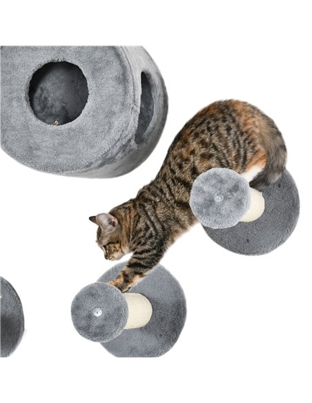 PawHut 5PCs Cat Wall Furniture with Perch, Cat House, Scratching Post - pic 194195 | FastDaddyshop