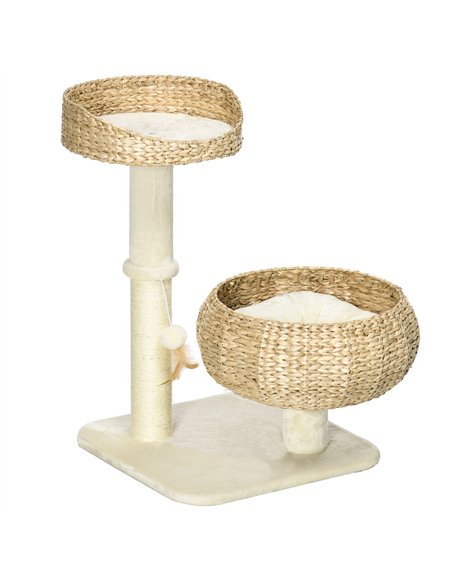 PawHut 72cm Cat Tree Kitten Tower, with Sisal Scratching Post, Two Beds, Toy Ball - pic 194197 | FastDaddyshop