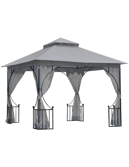 Outsunny 3x3M Gazebo with Double Tier, Metal Frame, Light Grey - pic 19420 | FastDaddyshop