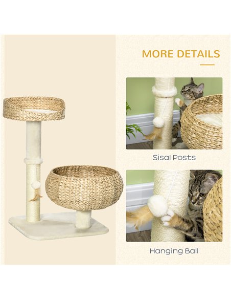 PawHut 72cm Cat Tree Kitten Tower, with Sisal Scratching Post, Two Beds, Toy Ball - pic 194201 | FastDaddyshop