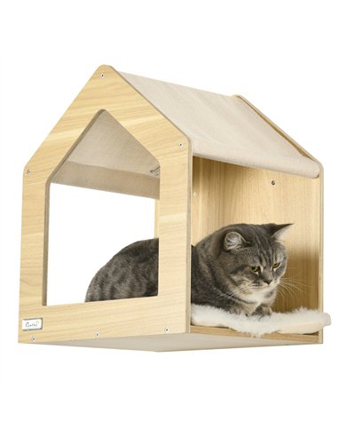 PawHut 8 Piece Cat Shelves Set, with Cat House, Three Perches, Three Scratching Posts