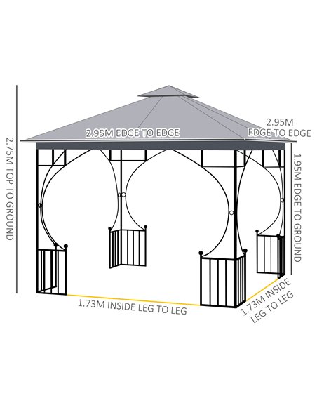 Outsunny 3x3M Gazebo with Double Tier, Metal Frame, Light Grey - pic 19422 | FastDaddyshop