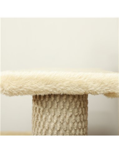 PawHut 4-step Pet Stairs with Scratching Posts, Platforms, Toy Ball, Beige