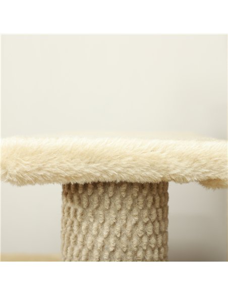 PawHut 4-step Pet Stairs with Scratching Posts, Platforms, Toy Ball, Beige - pic 194232 | FastDaddyshop