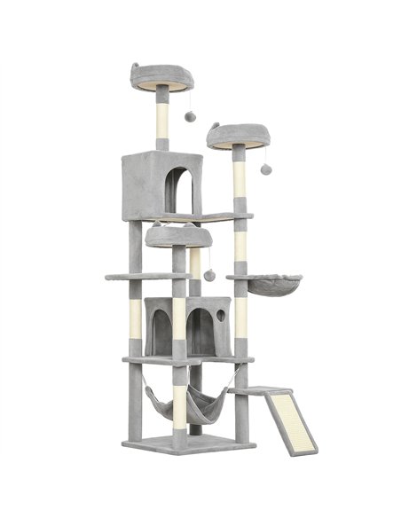 PawHut Cat Tree, 192 cm Large Multi-Level Cat Tower for Indoor Kittens with 8 Scratching Posts, 3 Plush Beds, 2 Hammocks - pic 194242 | FastDaddyshop