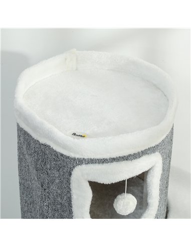 PawHut 101 cm Cat Tree with Sisal Scratching Posts, 3 Barrel Condos, 3 Platforms, for Indoor Cats to Rest and Play