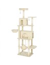 PawHut 202cm Cat Tree with 6 Scratching Posts, 2 Hammocks, 2 Condos, 2 Perches, Pompoms, for Cats to Rest and Play, Beige
