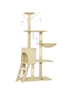 PawHut Multi-Level Cat Tower, 134cm Cat Tree with Condo and Sisal Scratching Posts for Indoor Kittens, Beige