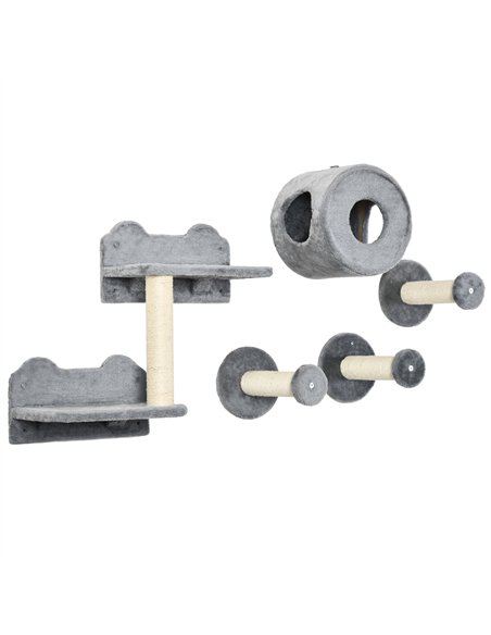 PawHut 5PCs Cat Wall Furniture with Perch, Cat House, Scratching Post - pic 194287 | FastDaddyshop