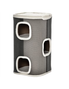 PawHut Cat Barrel Scratching Post Cat Tree for Indoor Cats Kitten Climbing Frame Pet Play Tower Soft Plush & Lamb Fleece Grey
