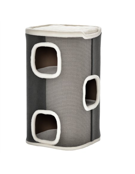 PawHut Cat Barrel Scratching Post Cat Tree for Indoor Cats Kitten Climbing Frame Pet Play Tower Soft Plush & Lamb Fleece Grey - pic 194314 | FastDaddyshop