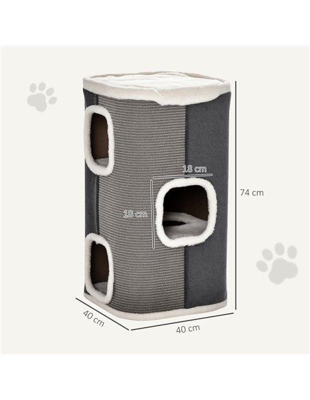 PawHut Cat Barrel Scratching Post Cat Tree for Indoor Cats Kitten Climbing Frame Pet Play Tower Soft Plush & Lamb Fleece Grey - pic 194316 | FastDaddyshop