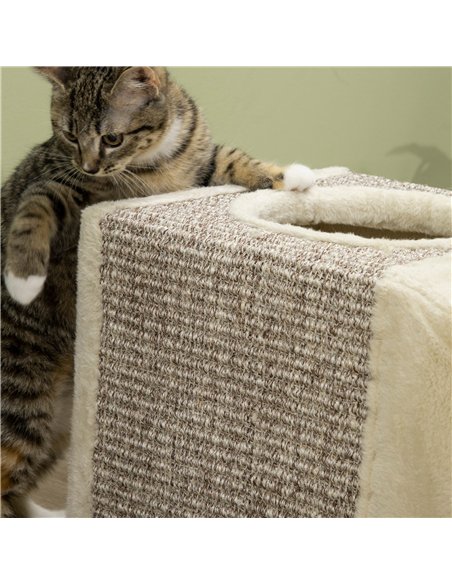 PawHut Cat Tunnel, Plush Large Play Tunnel with Two Caves and Hanging Ball, Cream White - pic 194330 | FastDaddyshop