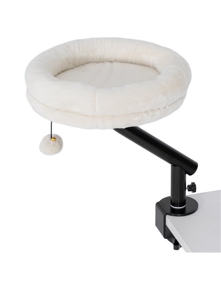 PawHut Cat Desk Bed, Cat Hammock 360° Rotatable Adjustable for Window, Table, Work, Cream White - pic 194341 | FastDaddyshop