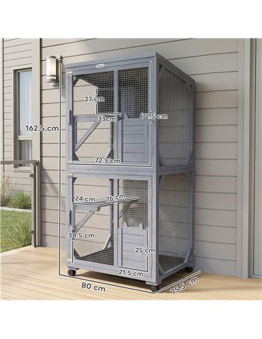 PawHut Movable Outdoor Catio with Resting Box, 3 Jumping Platforms, Waterproof Asphalt Roof for Outdoor Indoor