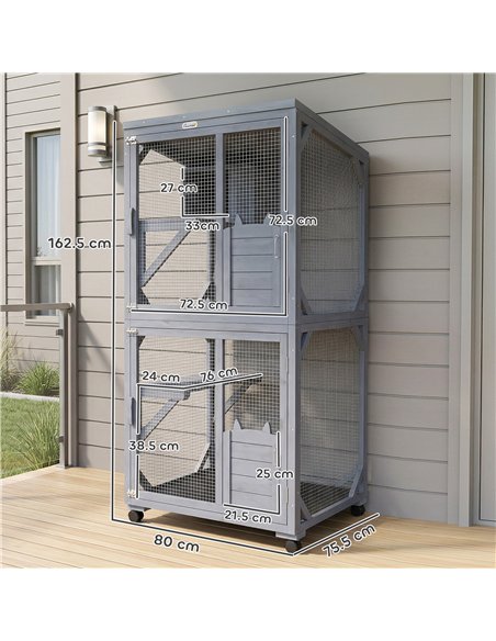 PawHut Movable Outdoor Catio with Resting Box, 3 Jumping Platforms, Waterproof Asphalt Roof for Outdoor Indoor - pic 194379 | FastDaddyshop