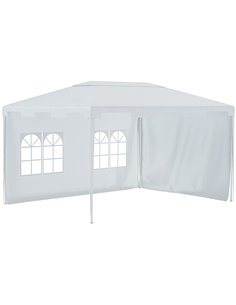Outsunny 3x4m Garden Gazebo Tent with 2 Sidewalls, White