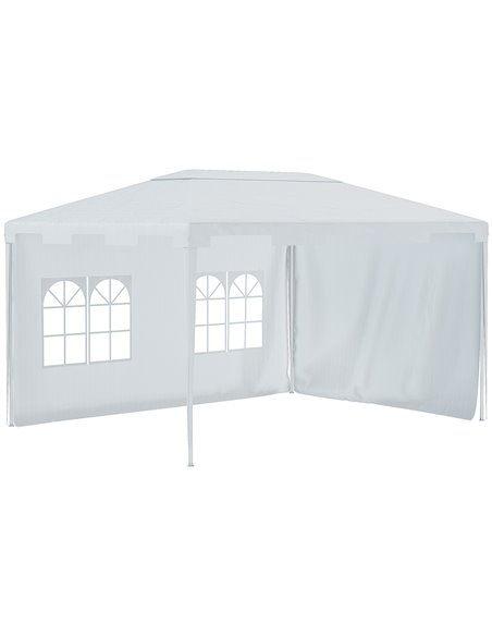 Outsunny 3x4m Garden Gazebo Tent with 2 Sidewalls, White - pic 19438 | FastDaddyshop