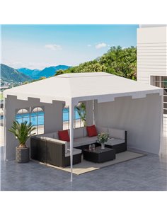 Outsunny 3x4m Garden Gazebo Tent with 2 Sidewalls, White 2