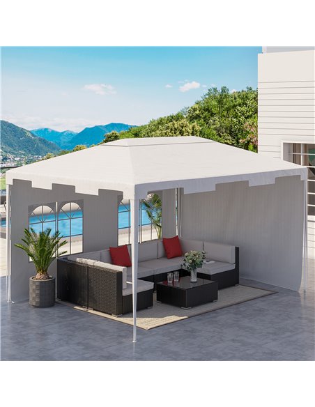 Outsunny 3x4m Garden Gazebo Tent with 2 Sidewalls, White - pic 19439 | FastDaddyshop