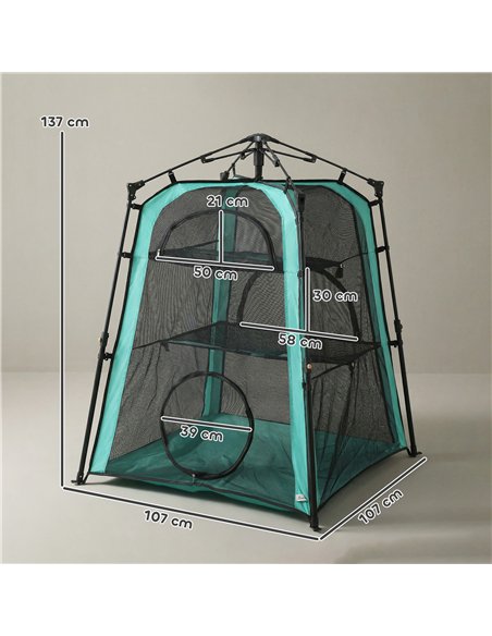 PawHut Cat Tent, 3-Tier Portable Pet Tent for Indoor Outdoor, Cat House with Multi-Door, Carry Bag, Breathable Mesh - pic 194397 | FastDaddyshop