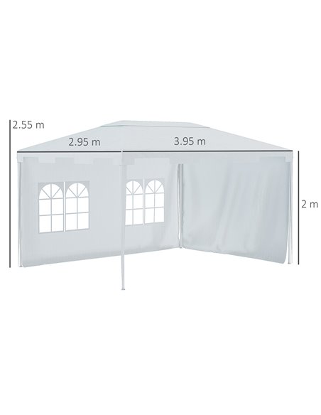 Outsunny 3x4m Garden Gazebo Tent with 2 Sidewalls, White - pic 19440 | FastDaddyshop