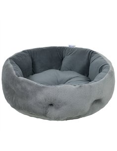 PawHut Cat Bed, Reversible Dog Pet Bed for Indoor Cats and Small Dogs, Round Bed with Supportive Bolster, Dark Grey