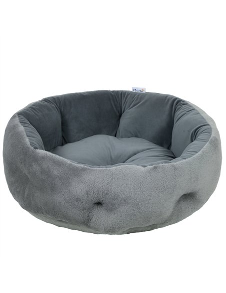 PawHut Cat Bed, Reversible Dog Pet Bed for Indoor Cats and Small Dogs, Round Bed with Supportive Bolster, Dark Grey - pic 194404 | FastDaddyshop