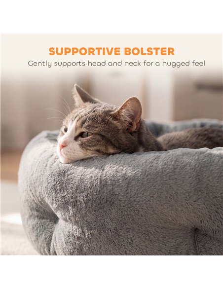 PawHut Cat Bed, Reversible Dog Pet Bed for Indoor Cats and Small Dogs, Round Bed with Supportive Bolster, Dark Grey - pic 194408 | FastDaddyshop