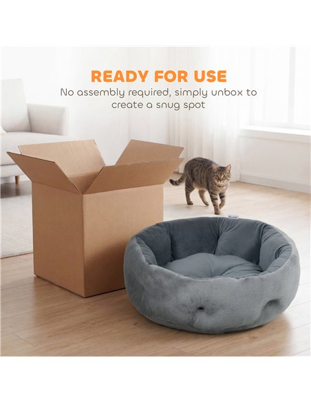 PawHut Cat Bed, Reversible Dog Pet Bed for Indoor Cats and Small Dogs, Round Bed with Supportive Bolster, Dark Grey - pic 194409 | FastDaddyshop