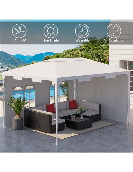Outsunny 3 x 4 m Garden Gazebo Shelter Marquee Party Tent with 2 Sidewalls for Patio Yard Outdoor - White - pic 19441 | FastDaddyshop