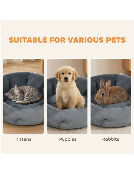PawHut Cat Bed, Reversible Dog Pet Bed for Indoor Cats and Small Dogs, Round Bed with Supportive Bolster, Dark Grey - pic 194410 | FastDaddyshop